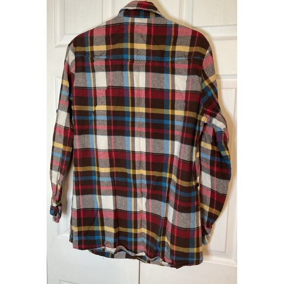 Woman’s Matchstick Multicolor Plaid Flannel Button Down Shirt Large 100% Cotton - Picture 4 of 4